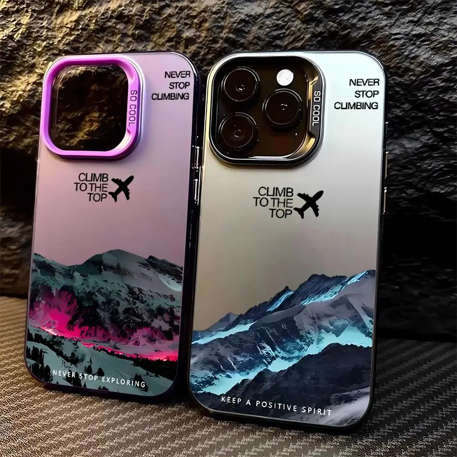 

Case for iPhone 14 15 16 Plus 17 Air 16e 11 12 13 Pro Max Soft Cover Mountain Peak Aircraft
