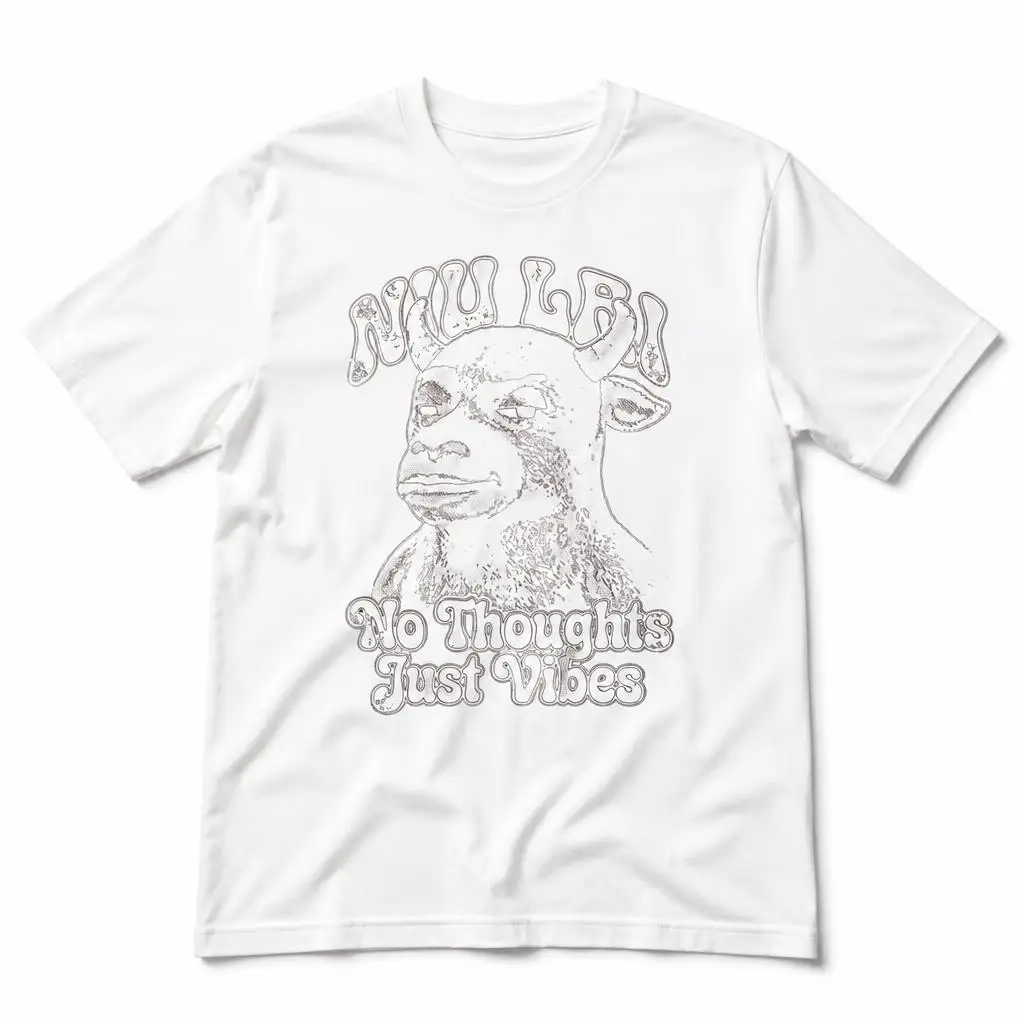 Niu Lai No Thoughts Just Vibes Men T Shirt 100% Cotton Clothing Fun Short Sleeve Tee Gift T-Shirts