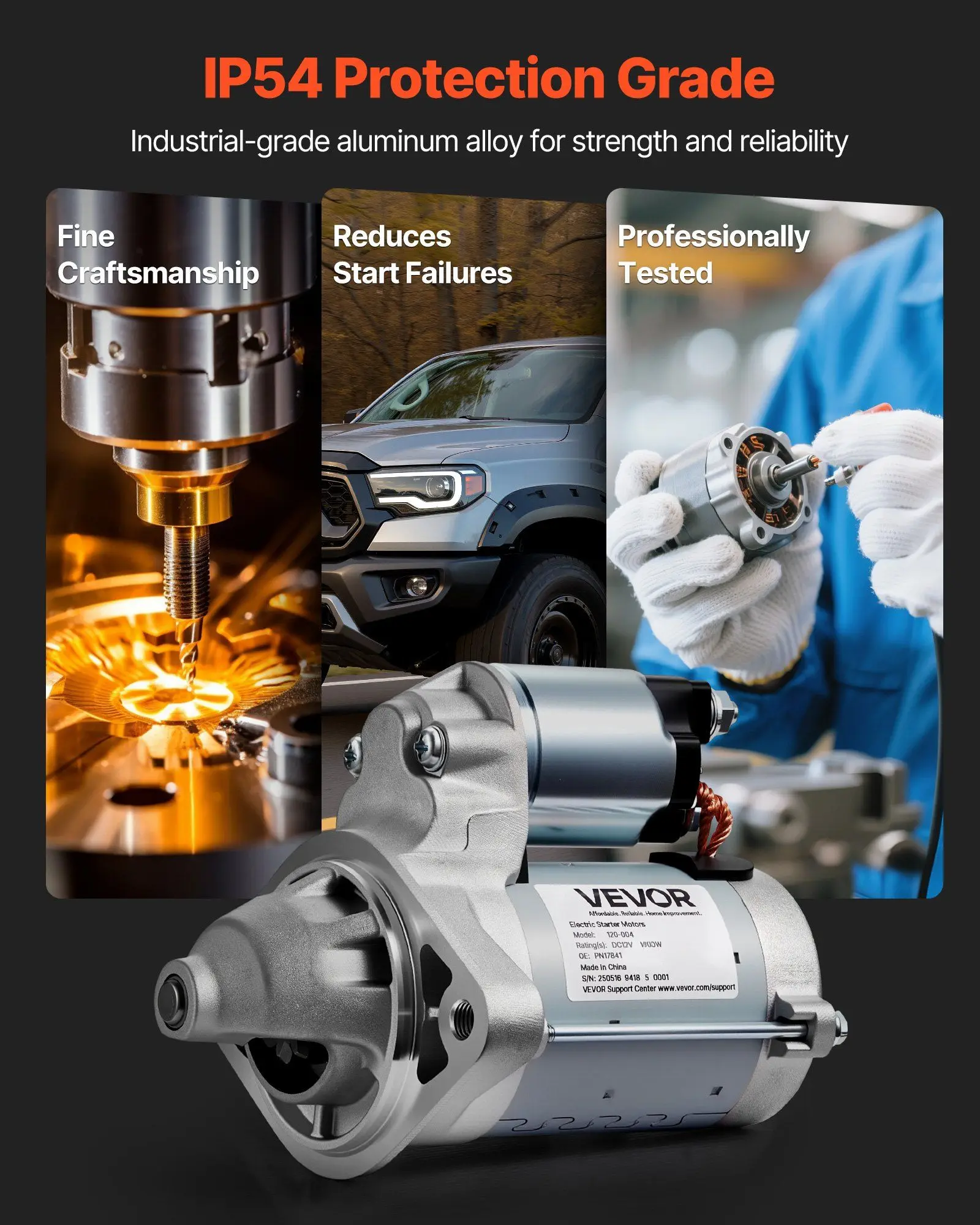 OE-Spec 12 فولت محرك بداية عزم الدوران العالي 1600 واط 10T جير الألومنيوم الجسم IP54 ل بونتياك تويوتا 2003-2008 متوافق