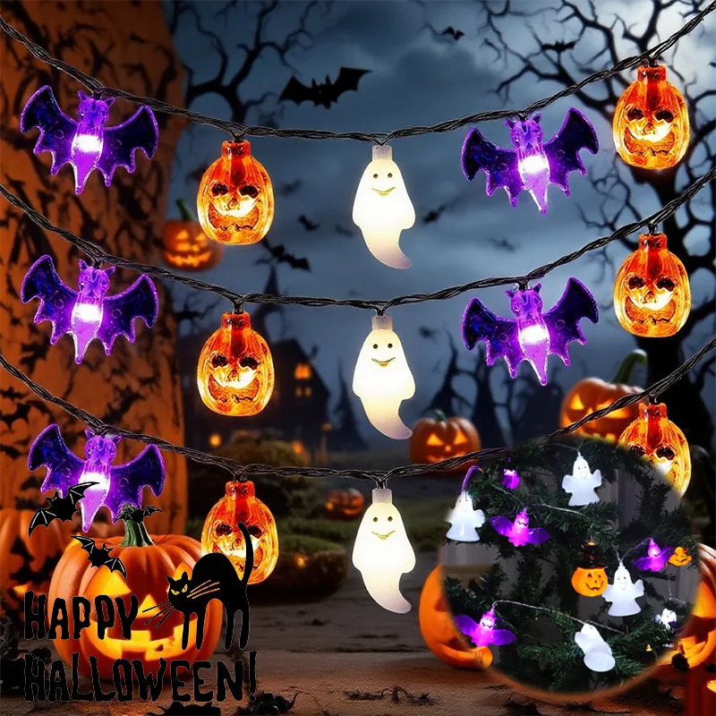 

Halloween Ghost LED String Lights Operated Copper Wire Waterproof Indoor Outdoor Christmas Party Home Garden Decor