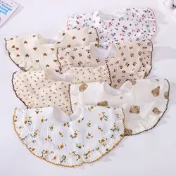 Ins Style Simple Cotton Baby Bibs Newborn Printing Soft Saliva Towel Infant Boy Girl Feeding Burp Cloth Babe Accessories