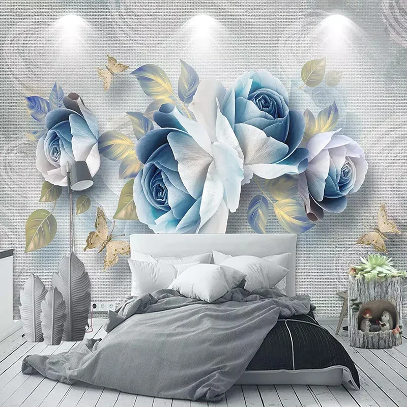 European Style 3D Stereo Rose Flowers Photo Wall Murals Living Room TV Bedroom Home Decor Background Wall Papers For Walls