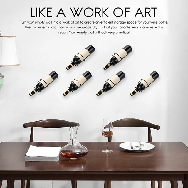 Pack Of 6 Wall Mounted Wine Racks Red Wine Bottle Display Holder With Screws Metal Hanging Wine Rack Organizer