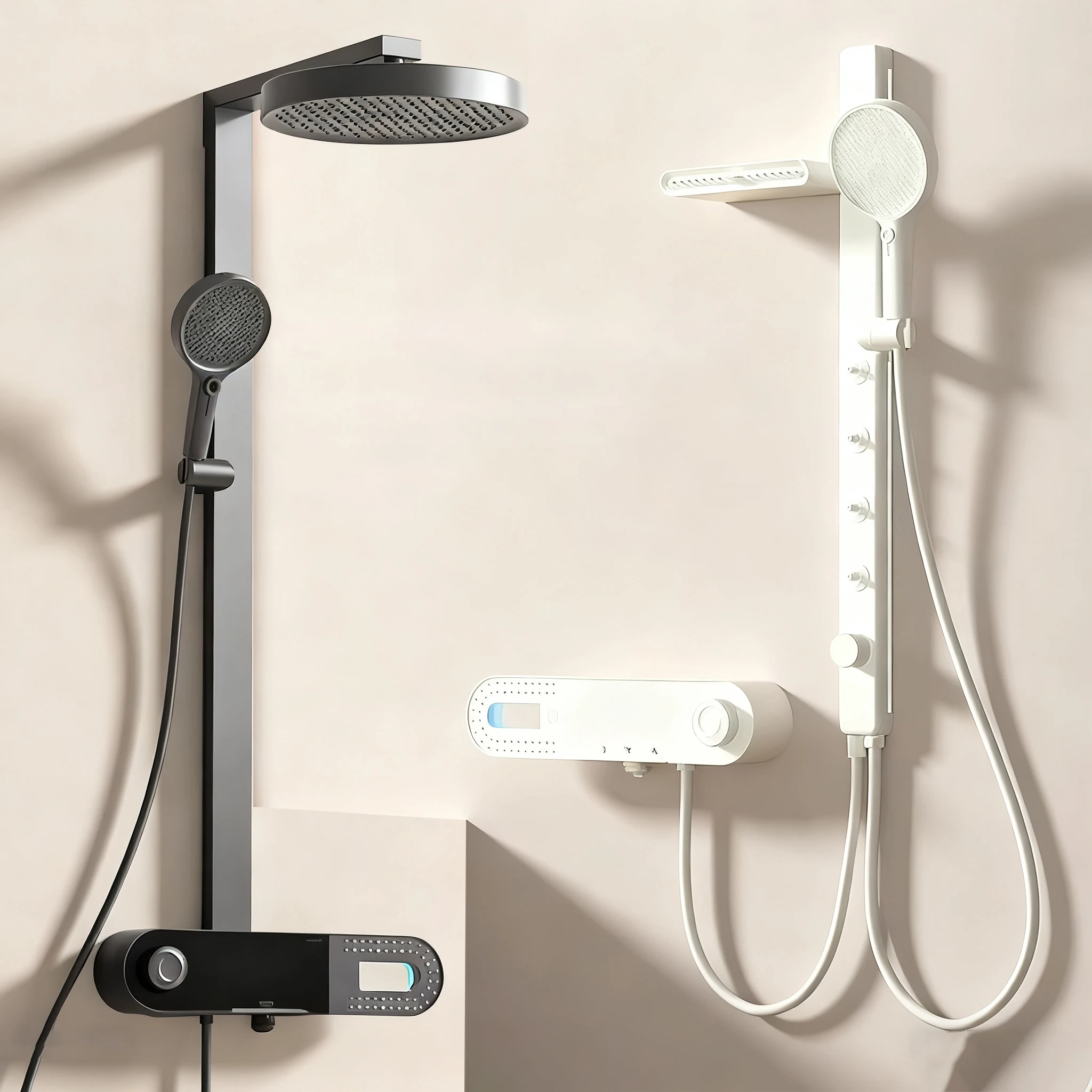 

Luxury Thermostatic Rain Shower Faucet Set Spa Back Spray Massage Soft Spray Waterfall Smart LED Display Bathroom Shower System