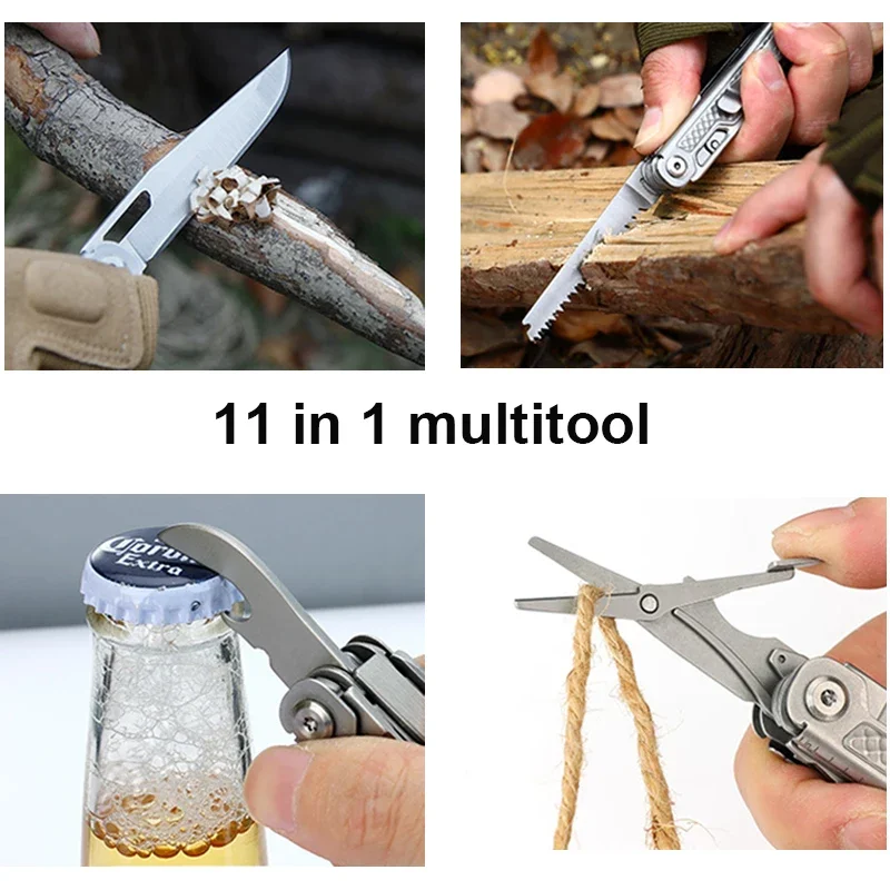 Imagem -03 - Swiss Tech-faca Dobrável Portátil Canivete Tesoura Lâmina de Serra Mini Multipurpose Edc Tools Multitool para Camping ao ar Livre 11 em 1