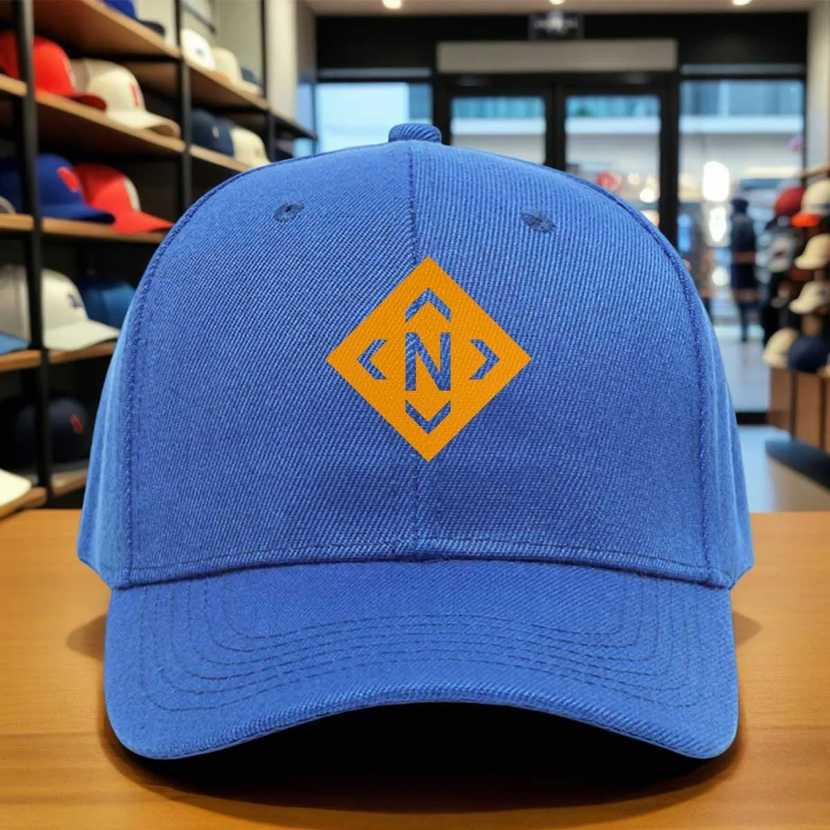 Bright Orange Baseball Cap with Hook-and-Loop Closure, Adjustable 6-Panel Round Visor Hat Suitable for Casual Outdoor,,, Machine