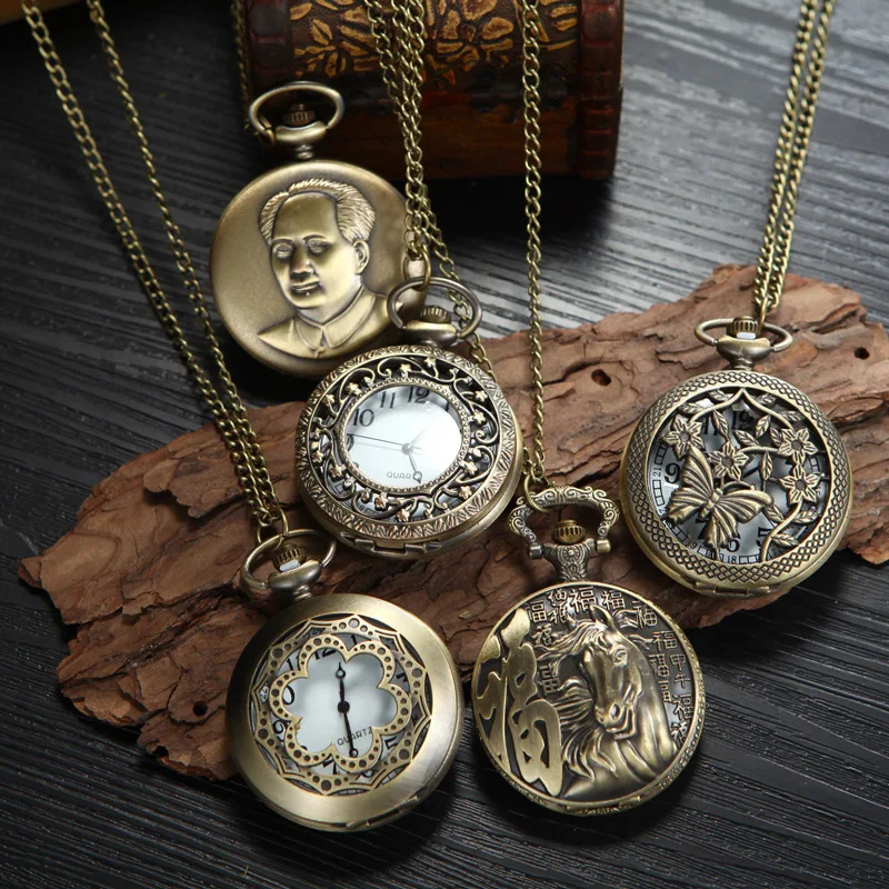 Внешняя торговля популярный стиль винтажные карманные часы с черепом в форме сердца для отдыха памятные украшения часы с цепочкой чайки Elect