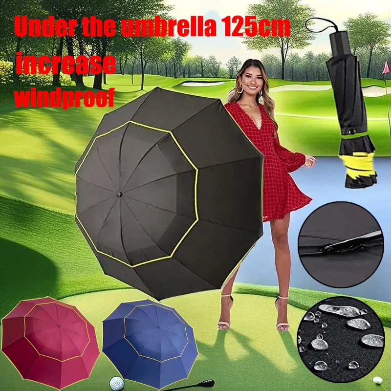 

125 см двойной прочный ветрозащитный зонт от дождя женские большие складные неавтоматические зонты мужские семейные путешествия бизнес-параги