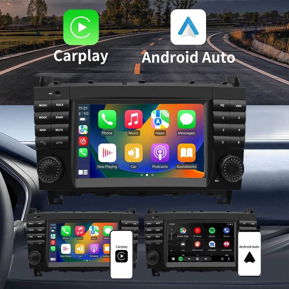 For Mercedes Benz W203 C180 C320 C55 W209 CLK200 CLK220 Android 13 Play Car Radio Video Player Carplay GPS Navi Stereo Audio 4G