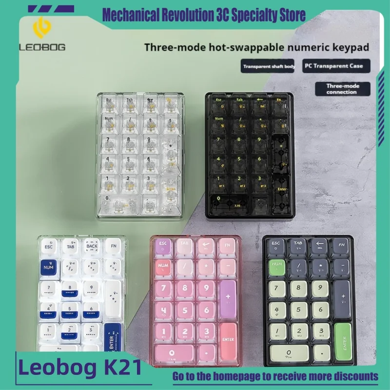 New Leobog K21 Wireless The Third Mock Examination Transparent Digital Keypad Mechanical Customized Pad Hot Plug Bluetooth Kit