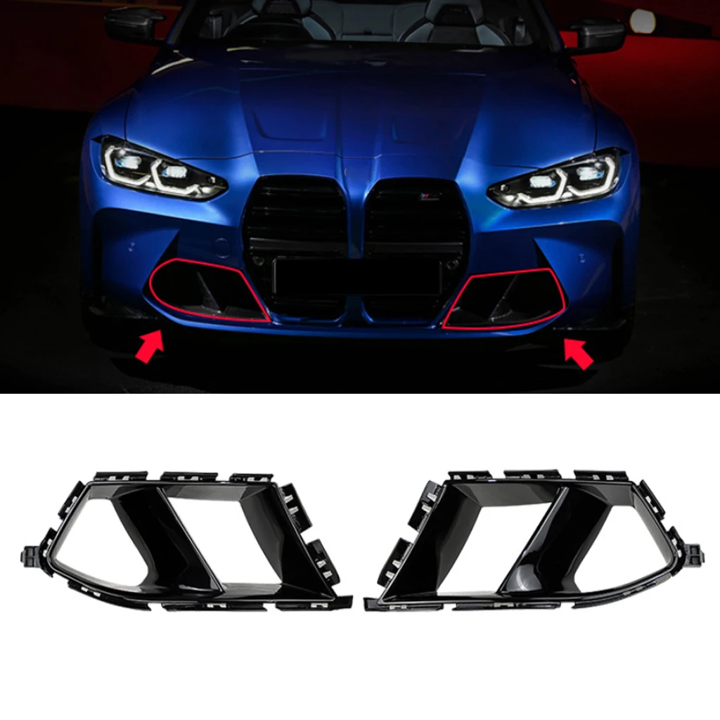 Car Fog Lamp Grill Cover Trim For BMW 3 4 Series G80 G82 G83 M3 M4 2020 2021 2022 2023 Front Bumper Air Vent Covers Trims