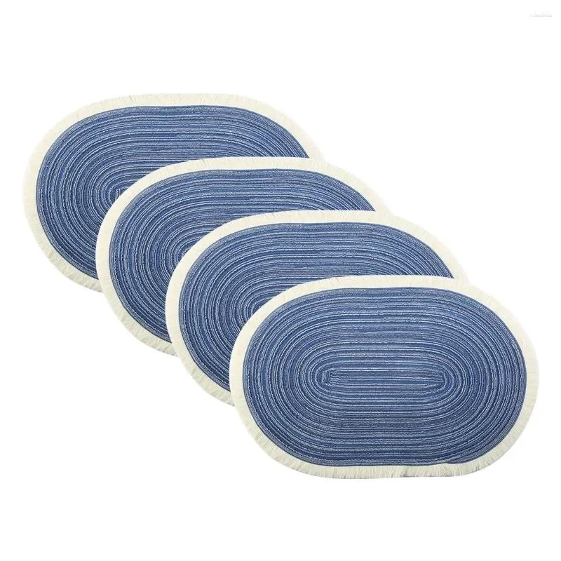 Table Mats 4pcs/set High Quality Handmade Oval Woven Braided Placemats 18x12inch Christmas Halloween Washable Non-Slip Place