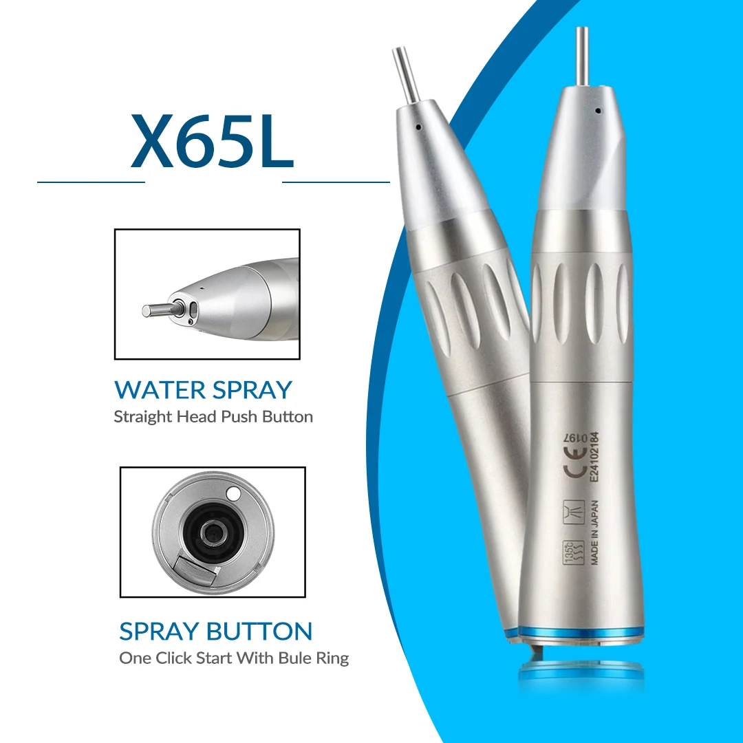 NSK Ti-MAX X65L الأسنان 1:1 سرعة القيادة قبضة مستقيمة الألياف البصرية طب الأسنان قبضة يد بسرعة منخفضة حلقة زرقاء تناسب E نوع المحرك