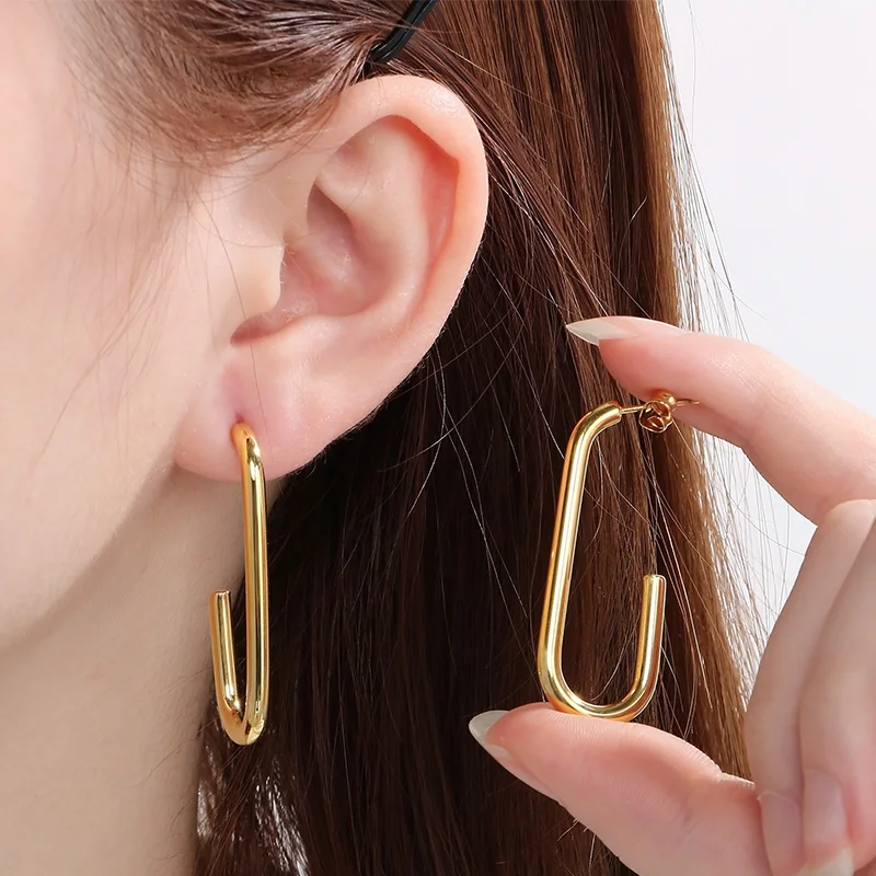 Fashion Stainless Steel Drop Earrings For Women Hollow U Shape Rectangulars Stud Earrings Wedding Party Jewelry Gifts Wholesale