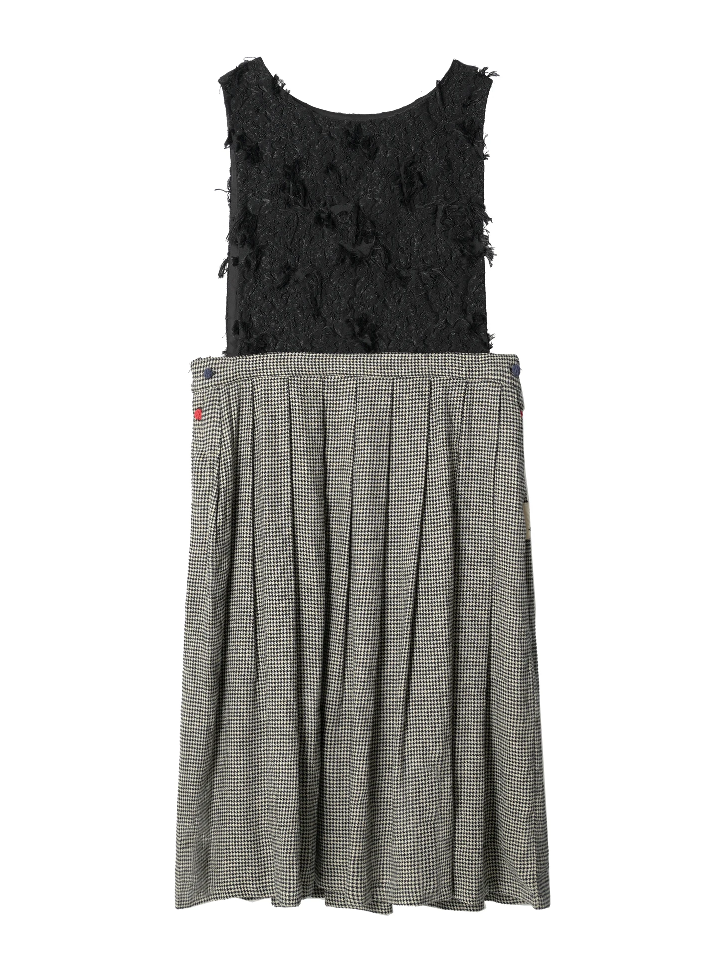 Czarna sukienka bez rękawów w stylu vintage z wzorem w kratę Świetna na randki kawowe Super stylowa 255189