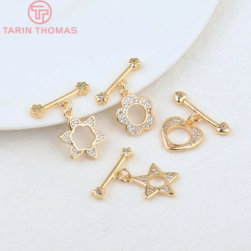 (3349)4 Sets O:12.5MM T:20MM 24K Gold Color Brass Star Bracelet OToggle Clasp Quality Diy Jewelry Findings Accessories Wholesale