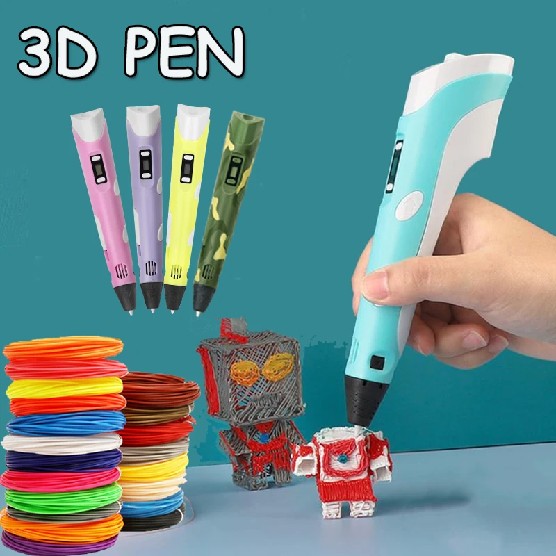 DIY-子供用の3D印刷ペン,落書き描画用のUSB付き5V 3Dペン,フィラメント付き,教育玩具,誕生日プレゼント