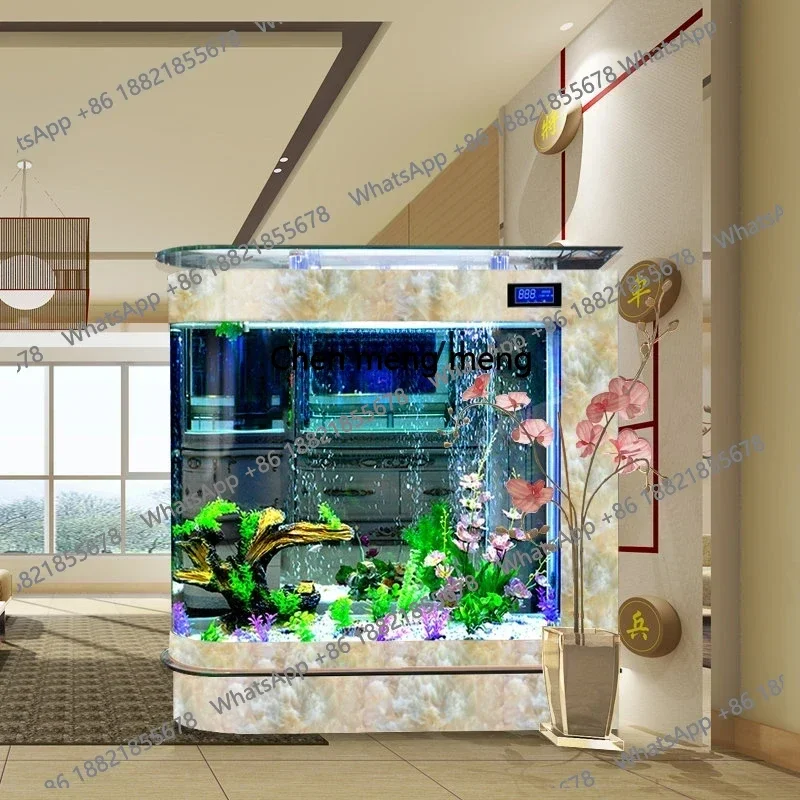 A  Bullet Fish Tank Aquarium Large Fish Globe Partition Ecological Glass Fish Tank Bar Counter
