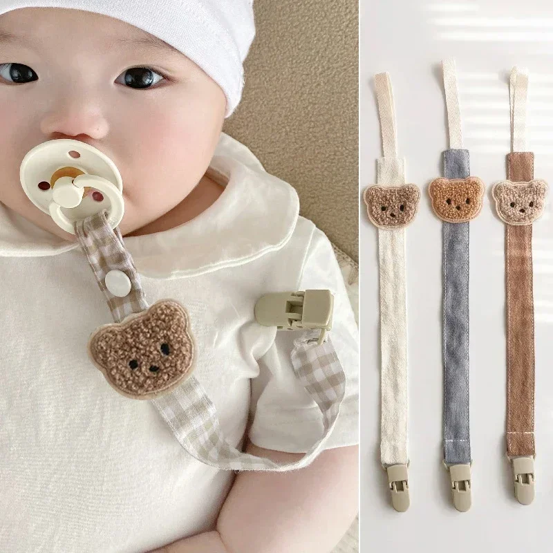 Cute Bear Baby Pacifier Chain Clips Holders Anti-drop Chain Cartoon Animal Teething Clips Teether Toy Soother Pacifier Straps