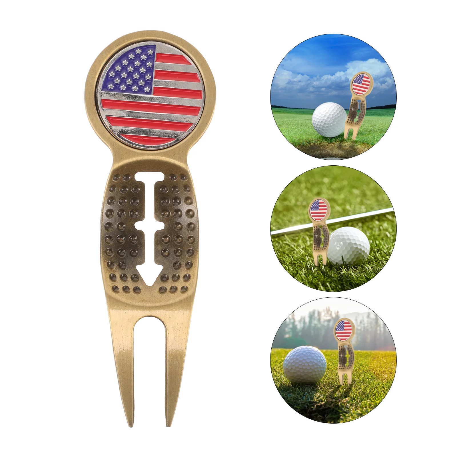 Golf Fork Professional Ball Marker Tool Accessories Accessory Location Divot Tools Lawn Repairing Metal Golfs Grass