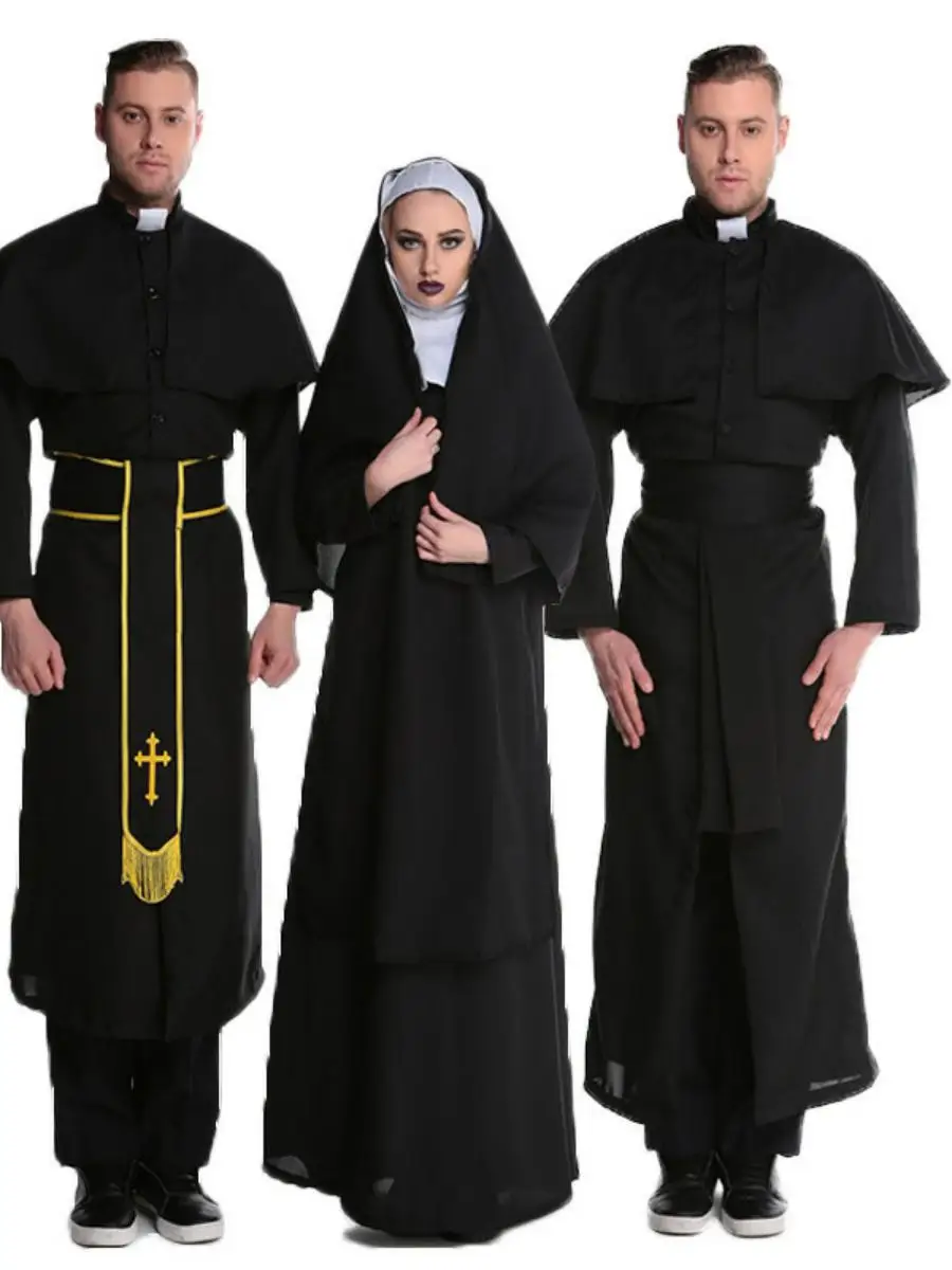 

Новая одежда для ролевых игр на Хэллоуин, пара, косплей священника, мужской и женский сценический костюм, материал из полиэстера, традиционные китайские...