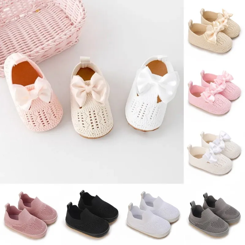 

Baby Shoes First Walkers Comfortable Boys Girls Kids Rubber Soft Sole Floor Shoes Knit Booties Anti-Slip