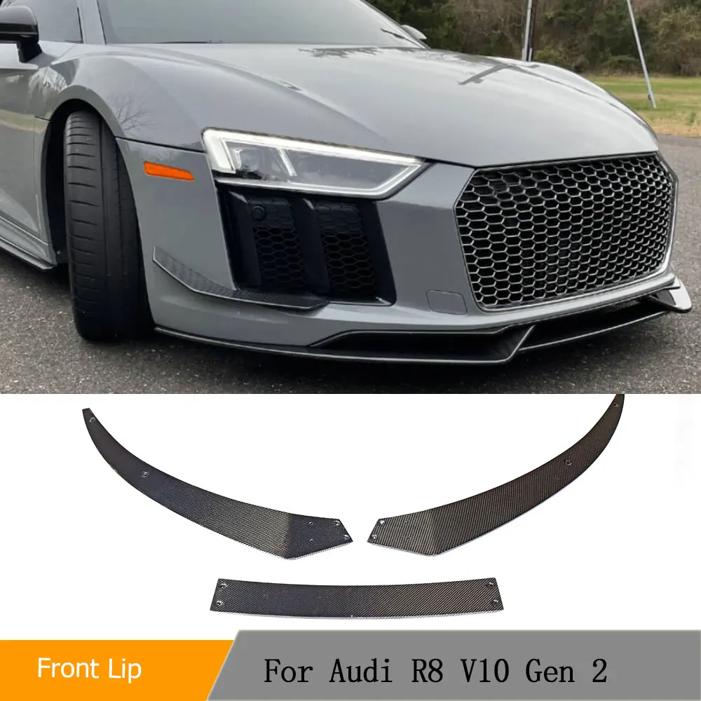 

Real Carbon Fiber Front Bumper Lip Spoiler Guard Chin Lip For Audi R8 V10 Gen 2 2016-2018 Front Chin Lip Car Front Body Kits