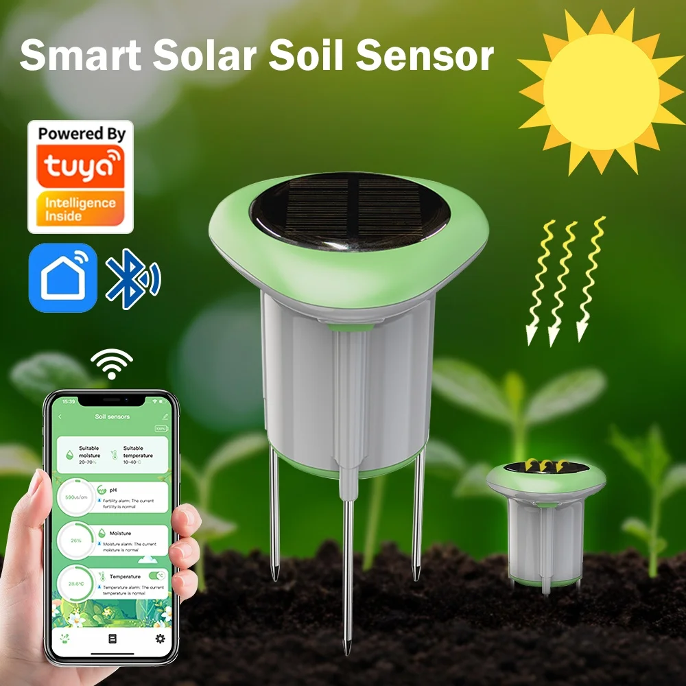 Smart WIFI Solar Bodemtester Sensor Vocht Temperatuur Vochtigheid Meter Waterdicht Met Batterij Tuya APP Timer Monitor Detector - afbeelding 2