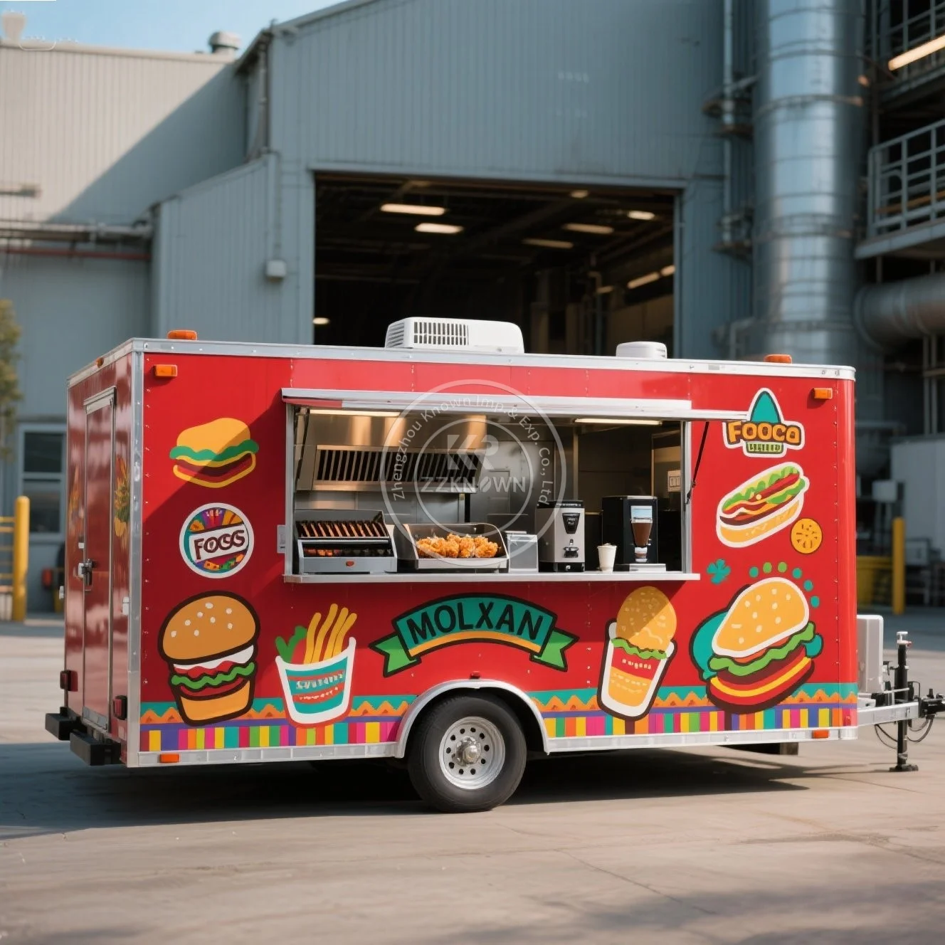 Remolque de concesión móvil 2025, helado, barbacoa, expendedora de aperitivos, carrito de comida de cocina completo para Catering de eventos al aire libre