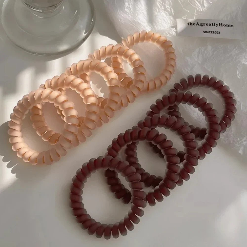 Jelly Colored Matte Telephone Wire Hair Tie, Perfect for Ponytails, High Elastic, Durable, Simple, Fashionable Hair Tie