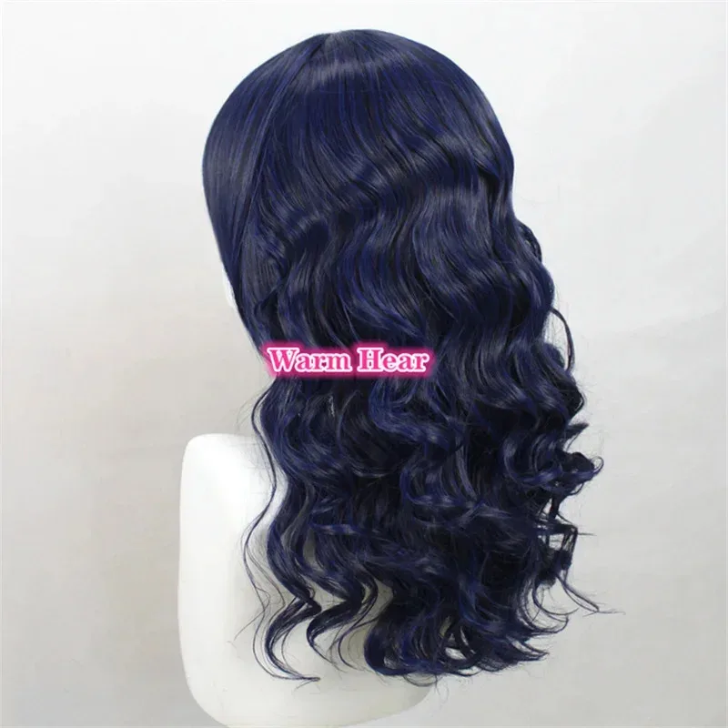 Game Yandere Simulator Oka Ruto 40cm Long Blue Black Curly Wavy Cosplay + a wig capr,7;k'2.s;9,
