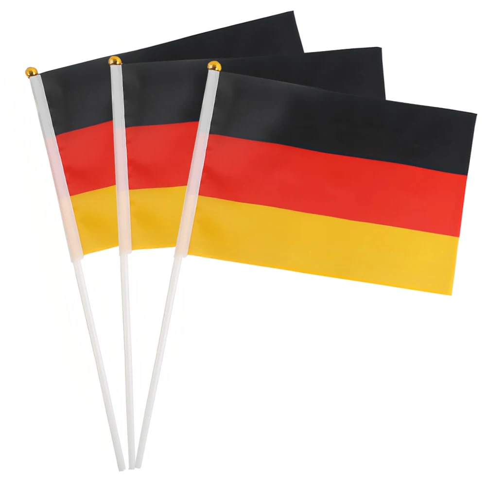 

10Pcs/lot Spain Espana Hand Waving Flag 14*21cm Polyester Spanish National Flag with Plastic Flagpole for Party Festival Decor