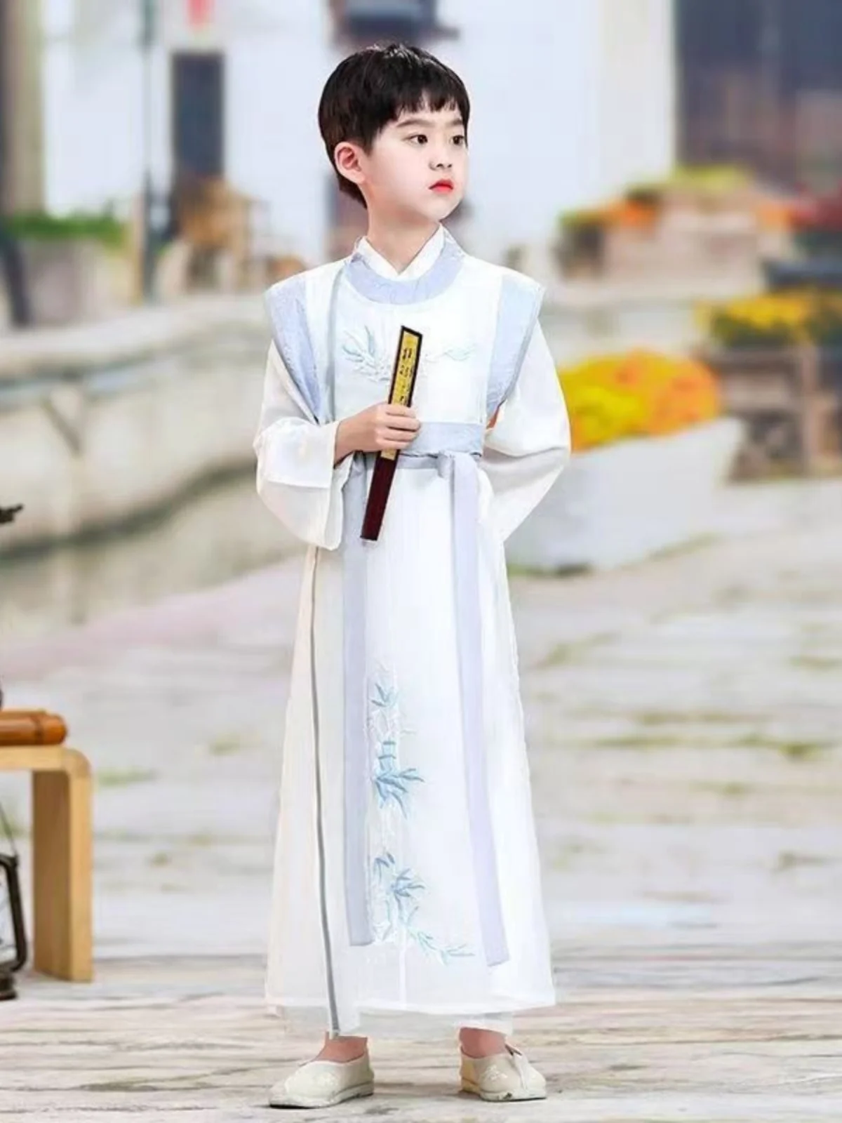 

Детский традиционный костюм Ханьфу для выступлений: наряд поэта, древнего мастера, учёного, в стиле династии Тан