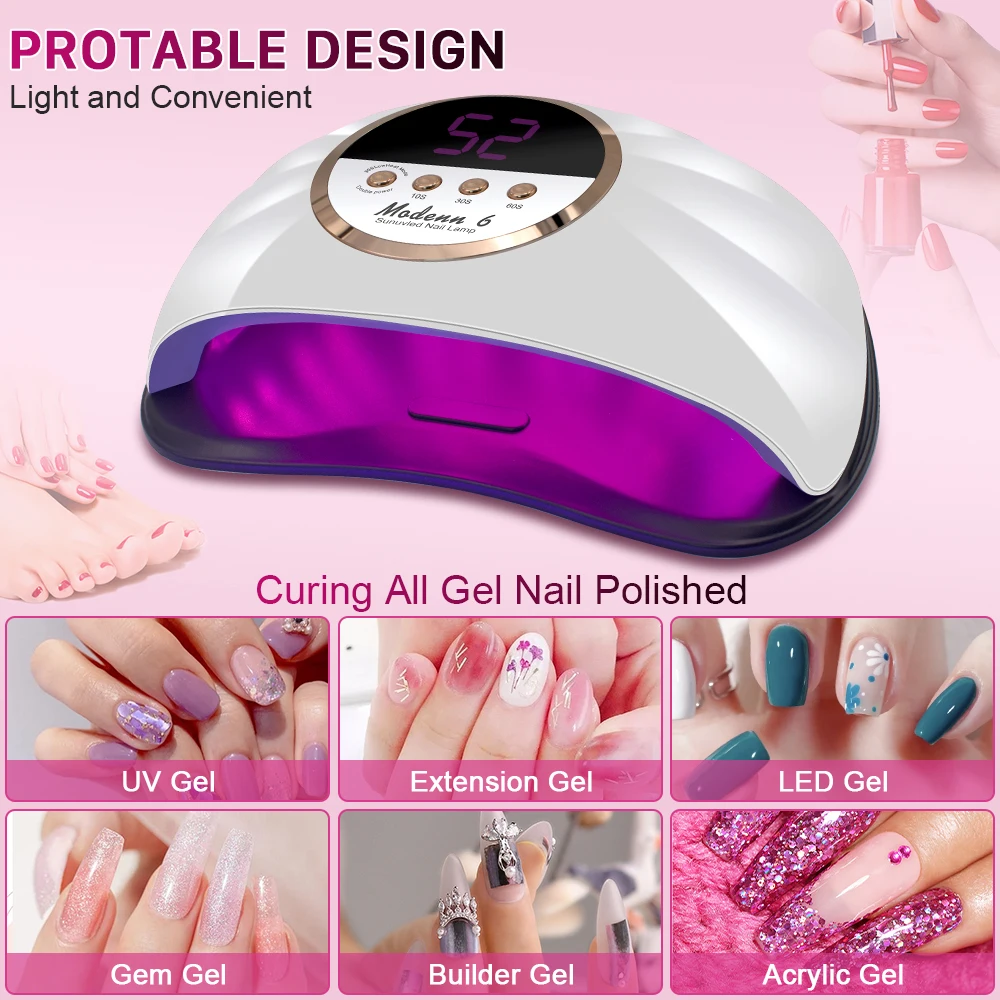 268W Double Hands UV LED Nail Lamp For Nail Professional Gel Polish Curing Drying Light With LCD Display Dryer Lamp Equipment