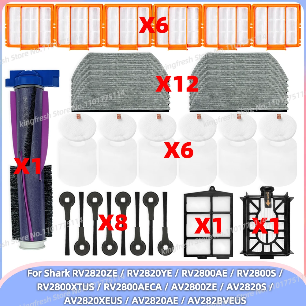 Compatible For Shark RV2820ZE AV2820AE AV2800ZE RV2820YE AV2820S AV282BVEUS Parts Main Side Brush Foam Primary Filter Mop Pads