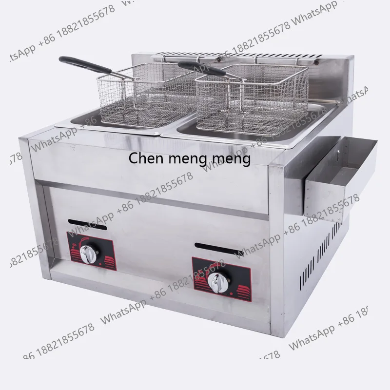 

Commercial Large Capacity Fryer Gas Deep Fryer with Chimney Type Double Cylinder Double Screen for Frying Skewers