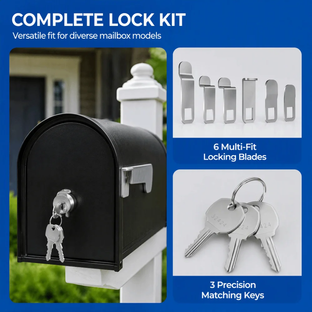 Zinc Alloy Mailbox Lock 5 Pin Tumbler Tamper Resistant Tumbler Lock Waterproof Housing Weather Resistant Cluster Box Lock
