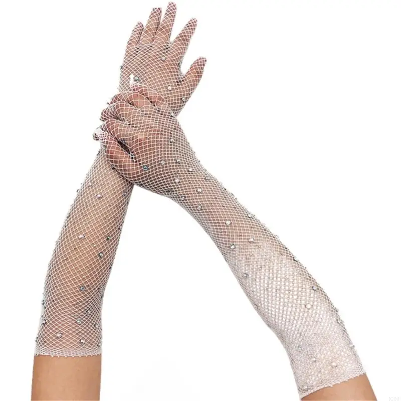 K3NF Длинные перчатки с рыбной сетью.