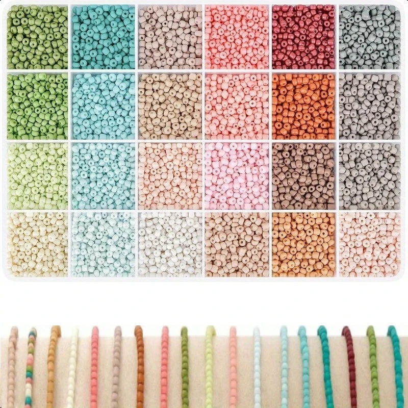 Cuentas de semilla de vidrio de 3mm para fabricación de joyas, Kit de fabricación de pulseras de la amistad para pulsera de cuentas de 24 colores, Kit para manualidades, regalos