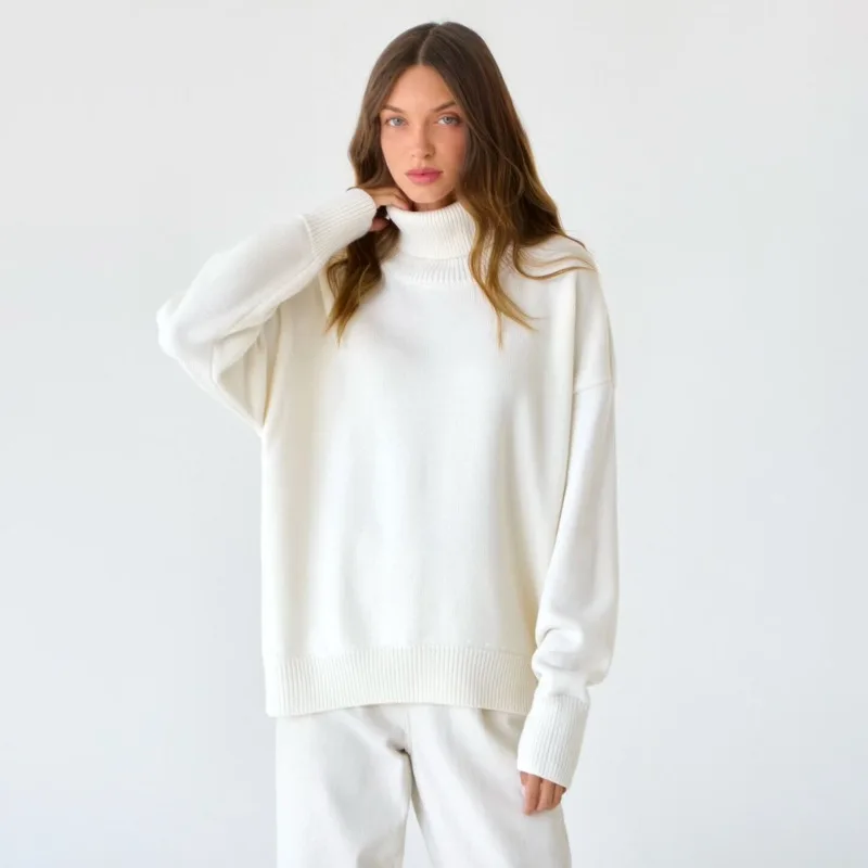 2026 Multicolor Loose Knitted Sweater Women's Turtleneck Pullover Autumn Winter Thicken Casual Tops Lazy Style Bottom Sweaters