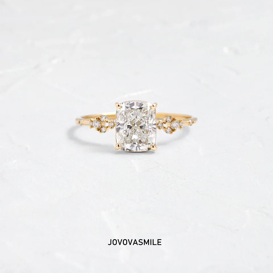 

VOVGEMINI Moissanite Star Ring 1.5 Carat Cushion Cut 18k 14k Gold VVS1 D Color Lab Growth Diamond Delicate Allow Wedding Band