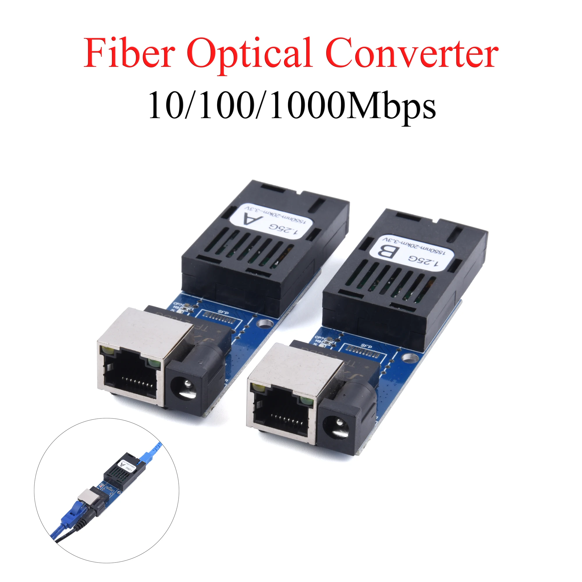 Mini Gigabit Fiber Optical Media Converter 10/100/1000Mbps Single Mode 3Km UPC/APC SC-Port