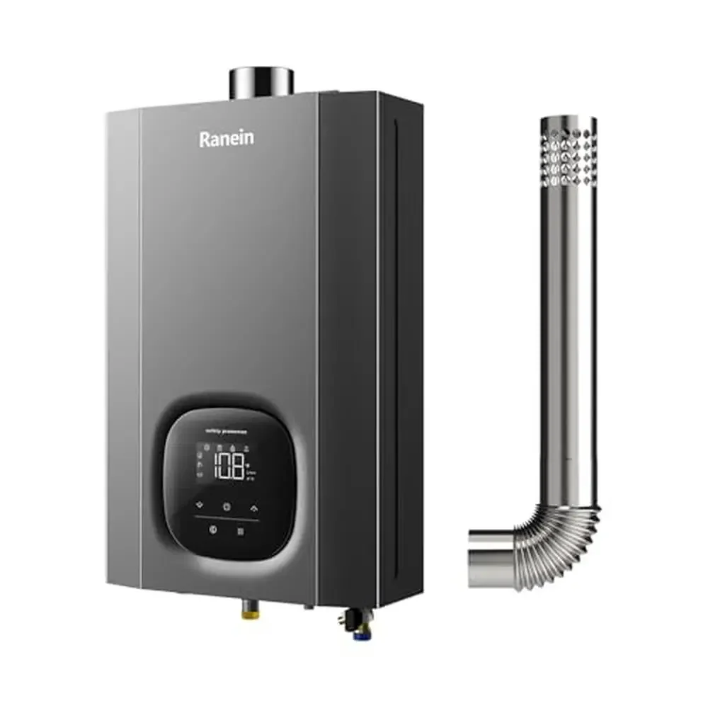 Tankless Water Heater Indoor 4.3 GPM 100,000 BTU Instant Hot Water Heater with Vent Pipe Seasons Kitchen Bathtub Function and