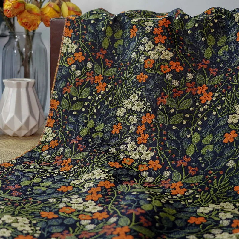 

Pastoral Style Floral Yarn Dyed Jacquard Fabric Spring Autumn Elegant Retro Dress Bag Diy Sewing Fabric 50cmx145cm