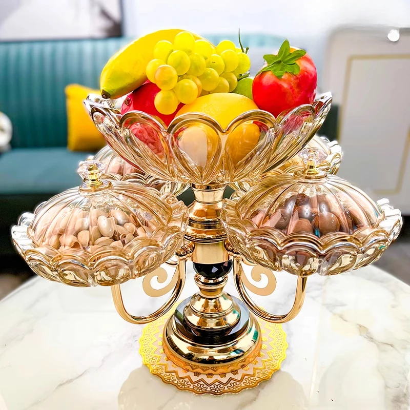 

Luxury Modern Glass Multi-layer Fruit Tray Living Room Elegant Storage Stand Desktop Snack Dry Fruit Display Plate