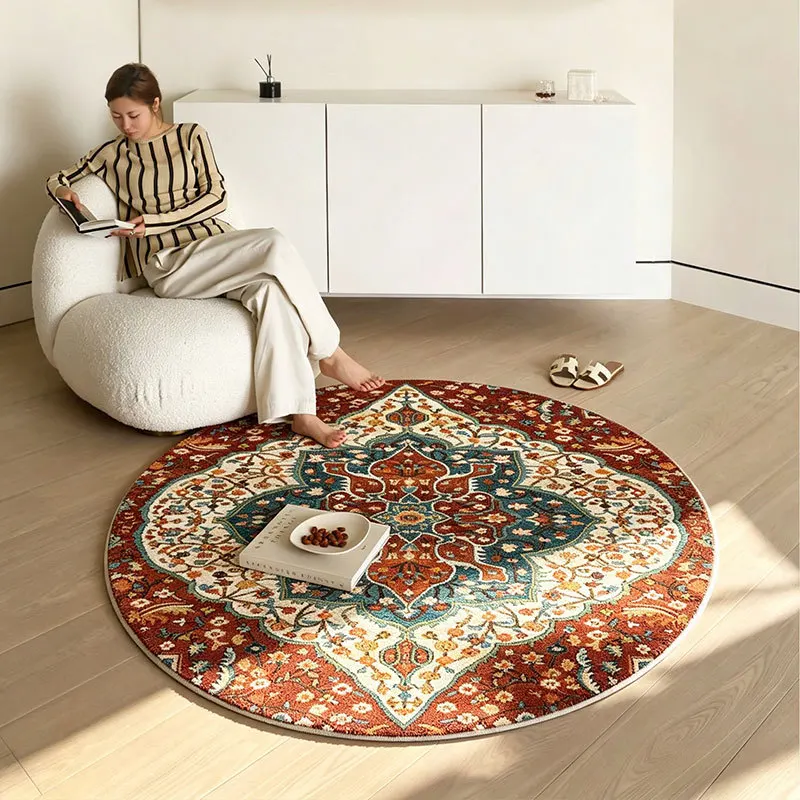 VIKAMA European-style living room crystal velvet carpet round home living room full of sofa tea non-slip foot mats