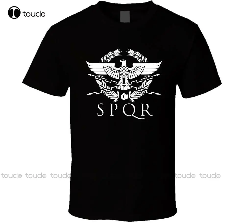 Spqr spor rom gladiatoren legion camiseta preto branco novo tamanho dos homens homme verão manga curta fazer sua própria camisa t