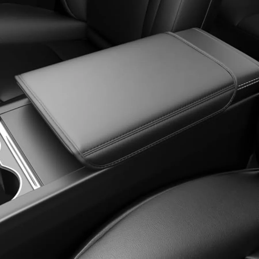 

New Model Y Juniper and Model 3 Highland Faux Leather Center Console Armrest Cover [Non-Slip, No Logo, Cushioned] Model 3 2024~