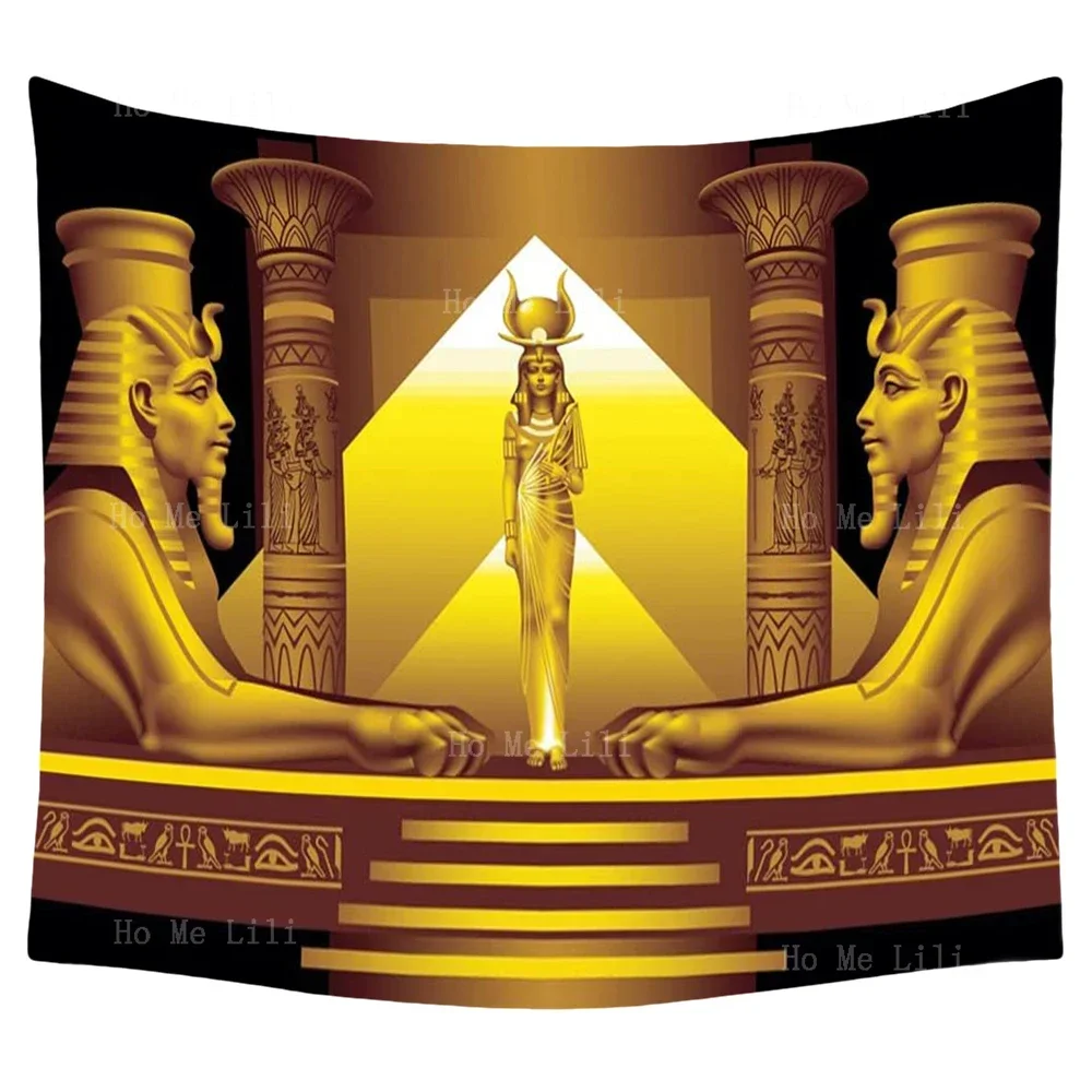 Ancient Egyptian Pyramid Background Queen God Sphinx Sculpture Stairs Decorate Rooms With Tapestries