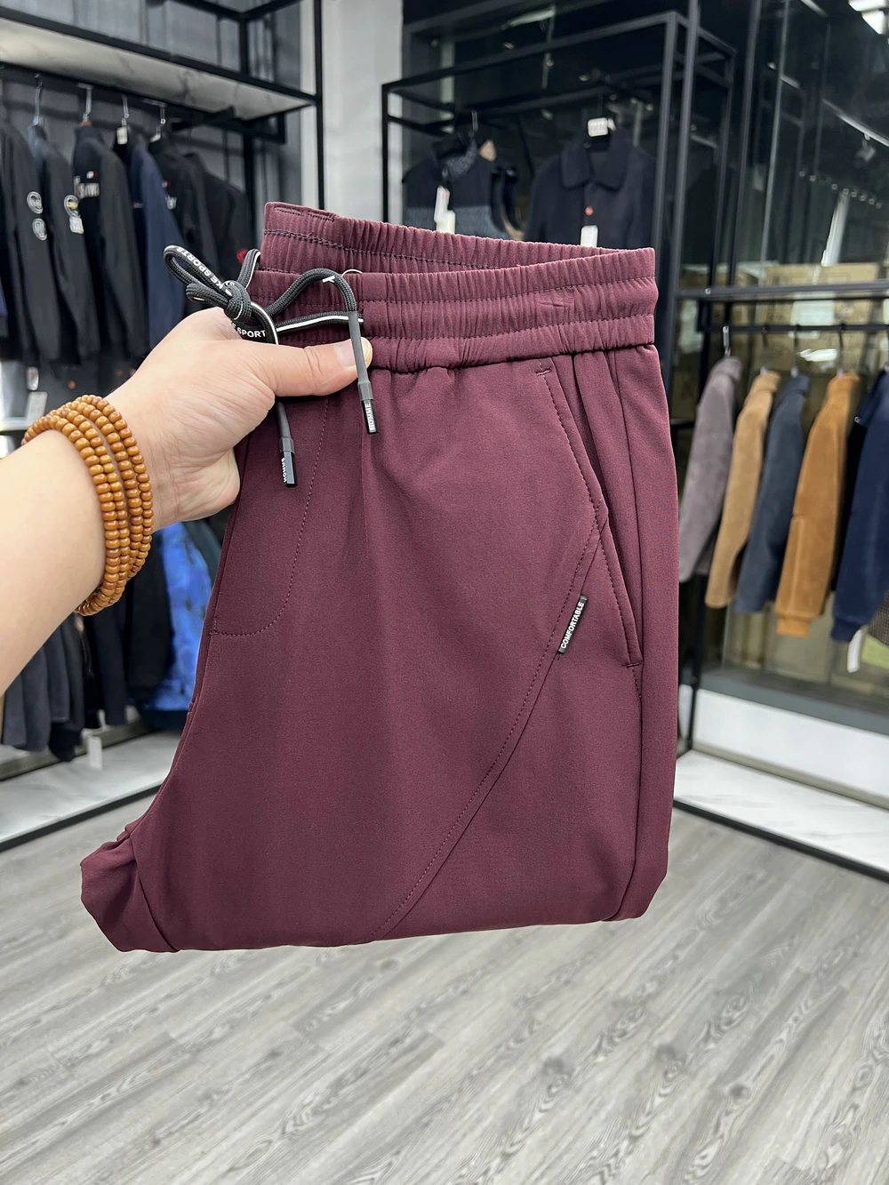 

Affordable Casual Pants Men's Sport Drawstring Elastic Waist Straight Leg Warm Leisure Trousers New Arrival Spring Fashion